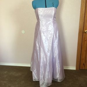 Lilac Organza Plus Size Strapless Midi dress